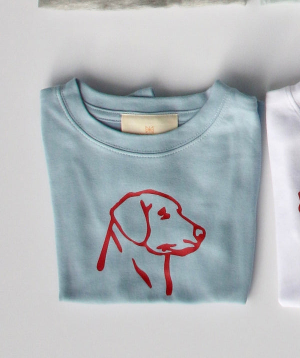 Boy Tee Short Sleeve Sky Blue with Vinyl Dog Head