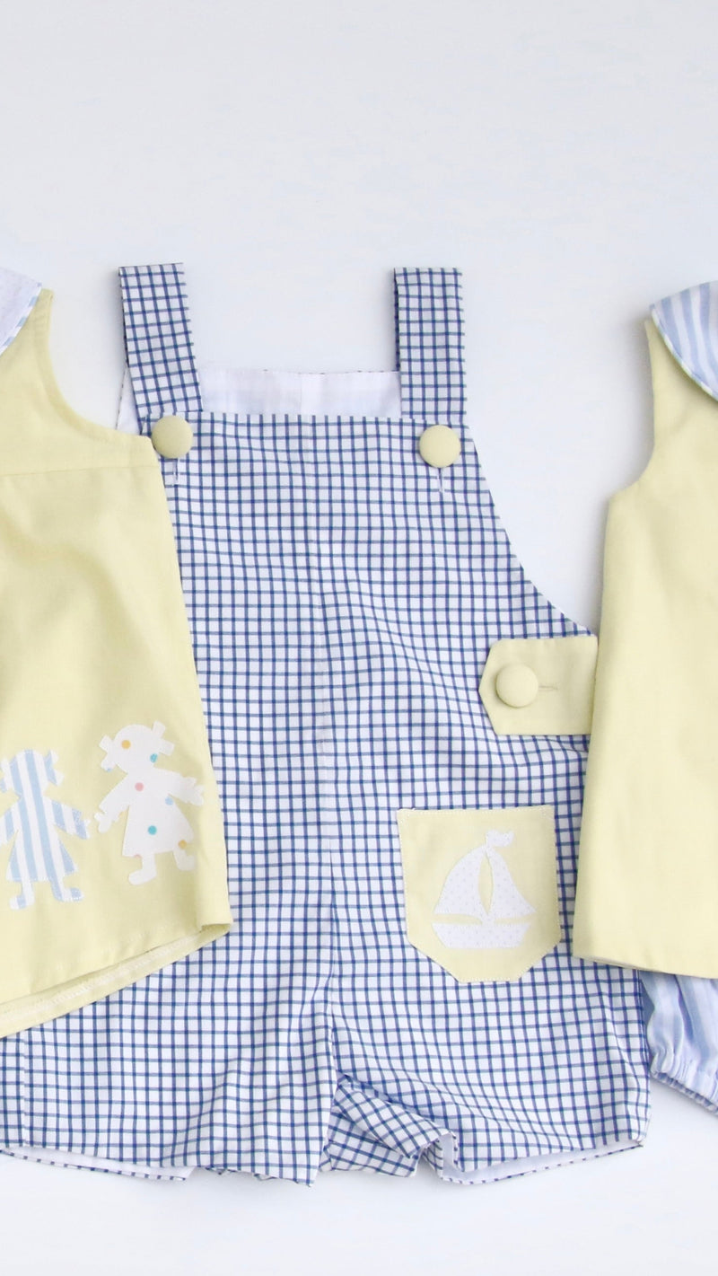 Hayes Vintage Shortall w/ No Pocket in Blue Tattersall