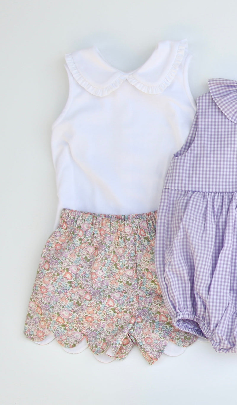 Spencer Scalloped Shorts in Pink Liberty Floral