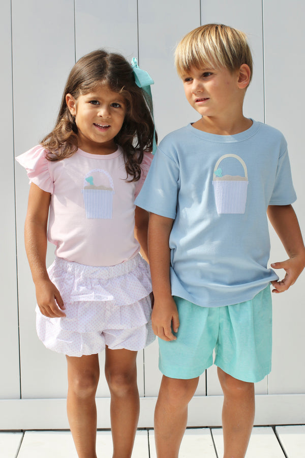 Boy Tee Short Sleeve Sky Blue with Sand Bucket