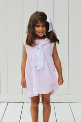 Audrey Sailor Dress in Light Pink Stripe Seersucker