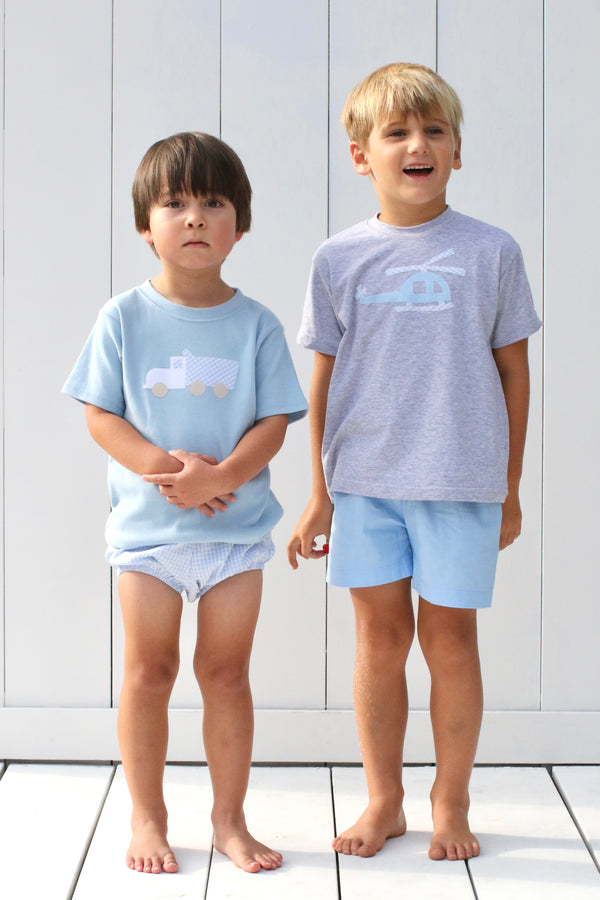 Boy Tee Short Sleeve Sky Blue with Dump Truck