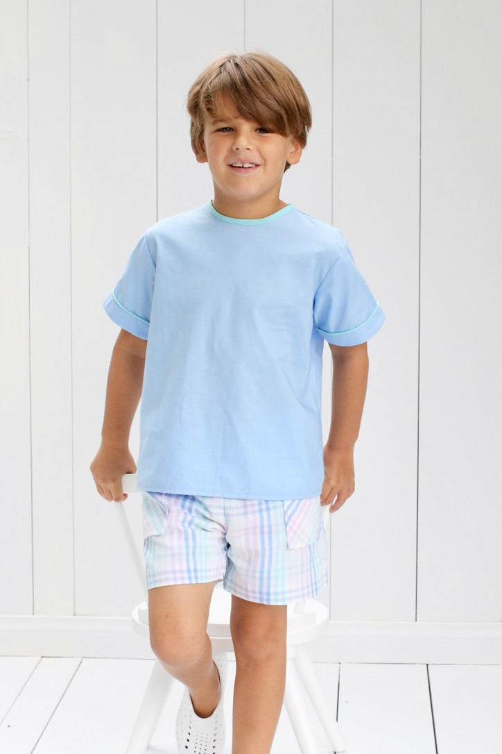 James Shirt Short Sleeve in Blue Boy Couture