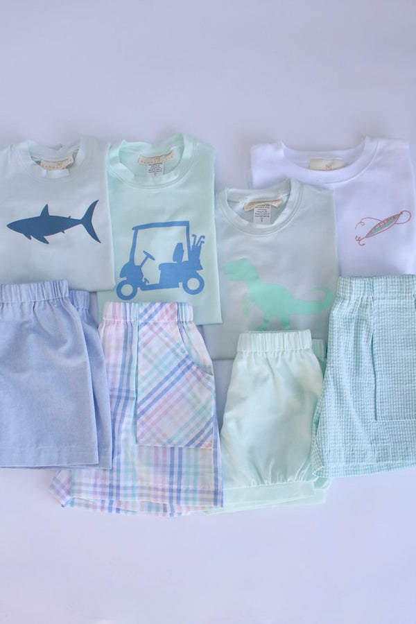 Boy Tee Short Sleeve White with Fly Fish Screen Print