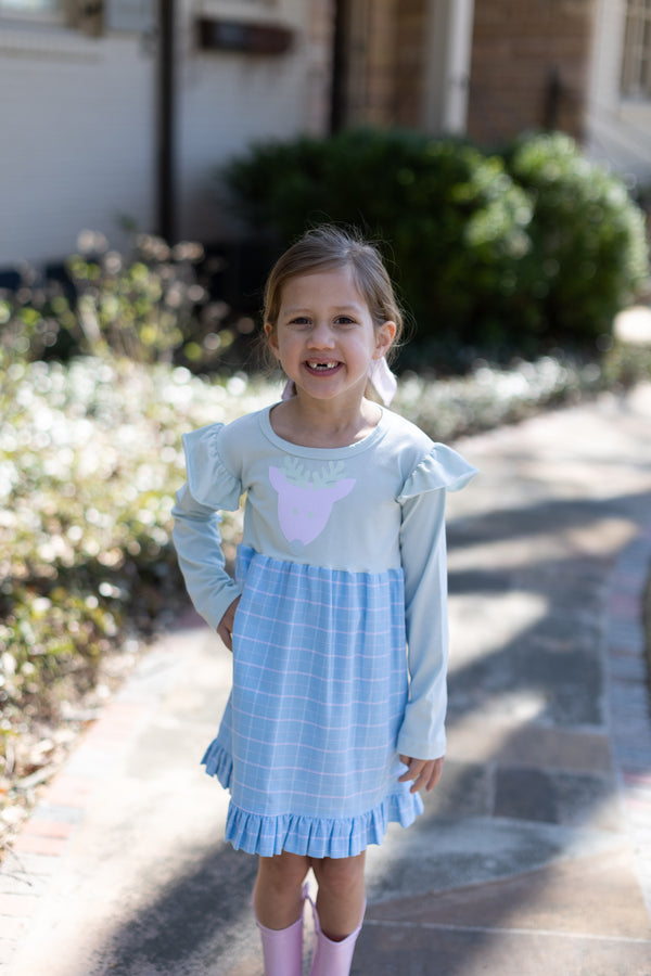 Kathryn Dress w/ Angel Tee Long Sleeve Premium in Light Blue Knit