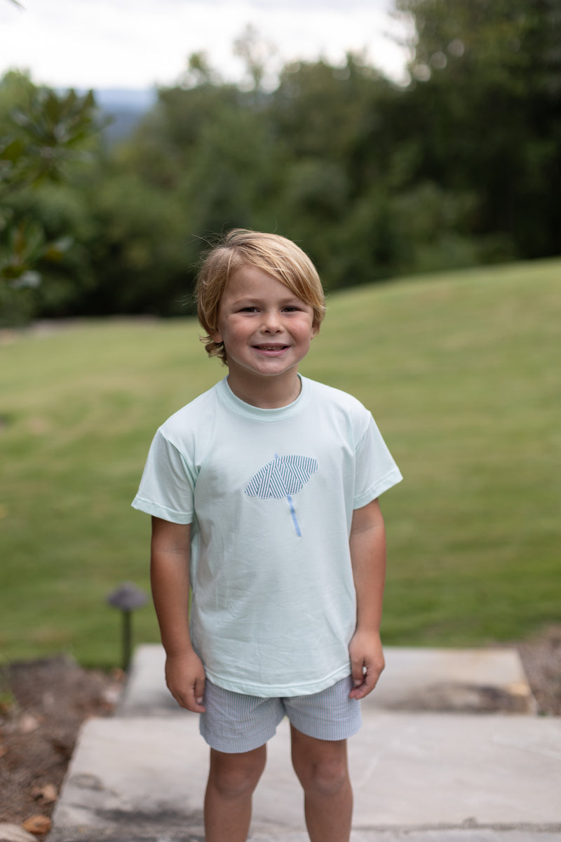 Boy Shorts in Palm Stripe Seersucker