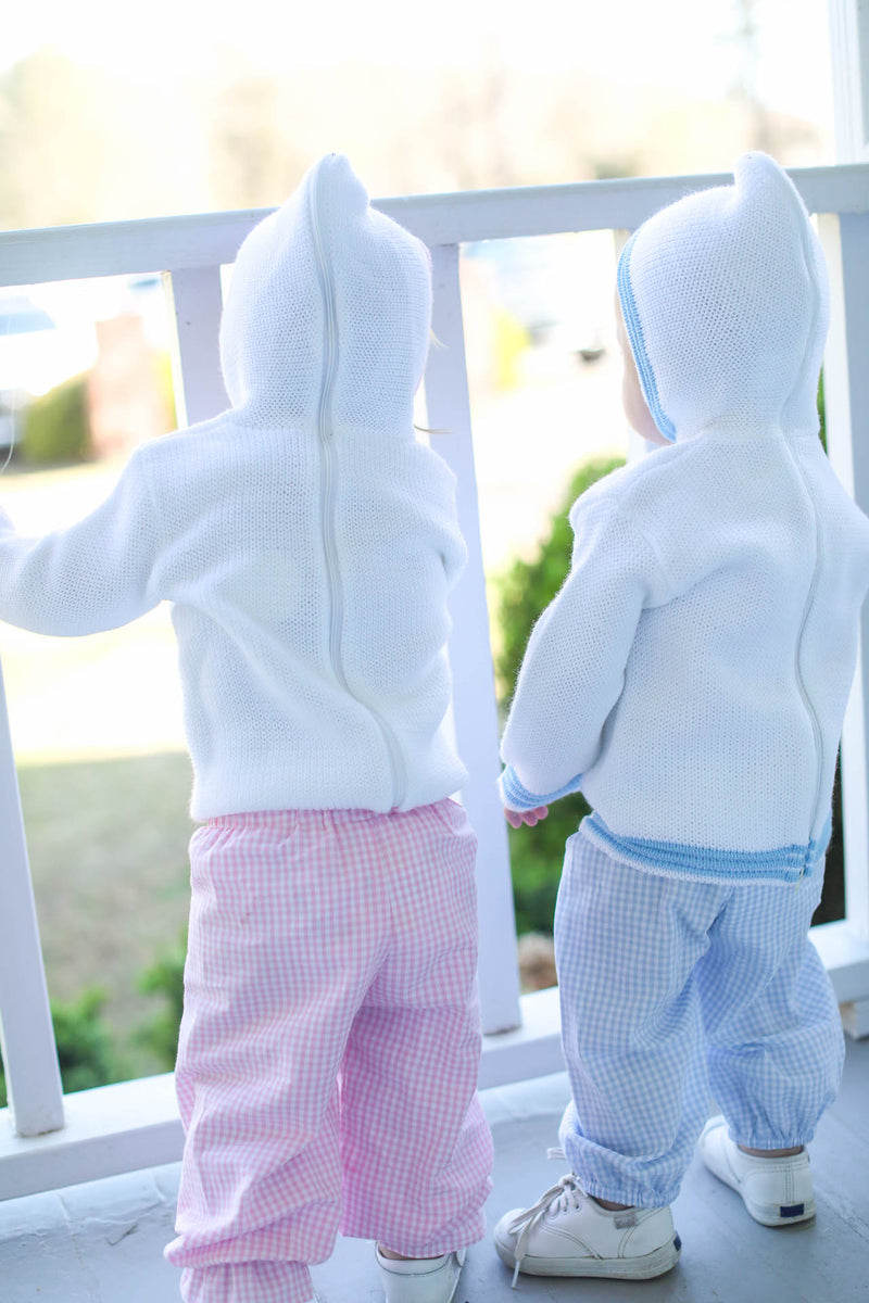 Baby Hooded Zip Back Sweater Pink