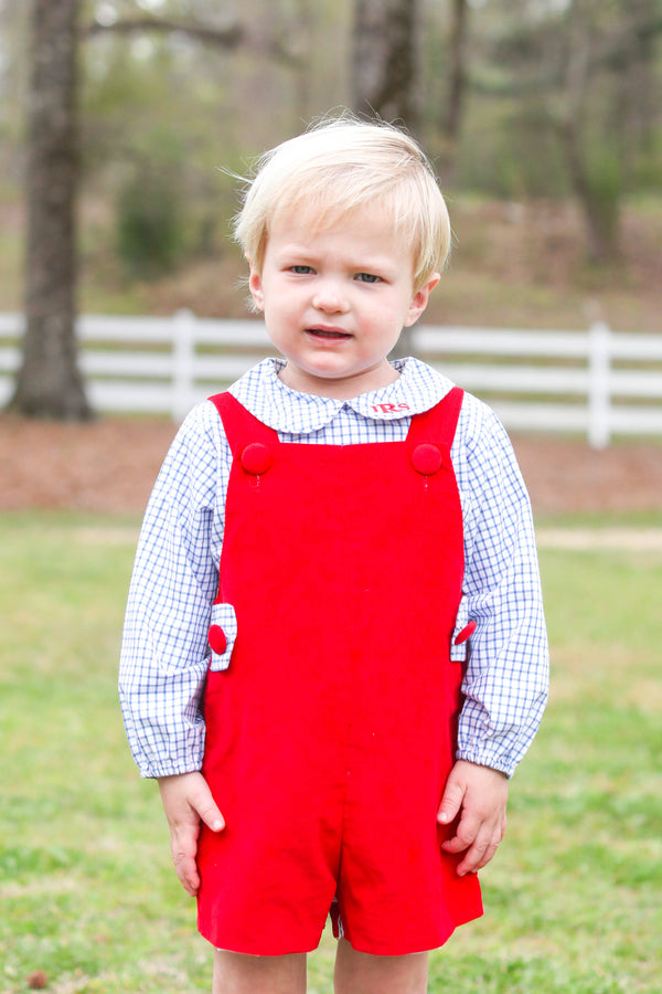Hayes Vintage Shortall w/ No Pocket in Red Corduroy