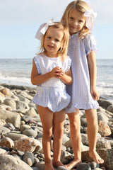 Caroline Dress Short Sleeve in Blue & White Dress Stripe