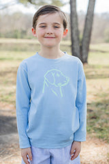 Boy Tee Long Sleeve Sky Blue with Vinyl Dog Head