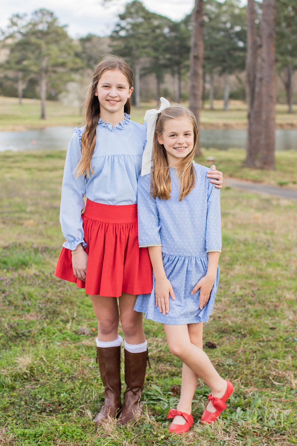 Macy Top in Light Blue Chambray