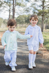 Graham Knit Shirt Long Sleeve in Icy Mint Knit w/ Pocket Reindeer