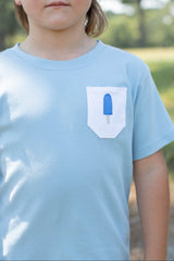 Boy Tee Short Sleeve Sky Blue with Pocket w/ Mini Popsicle