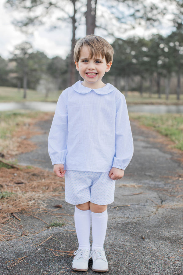 Boy Shorts Lined in Blue Swiss Dots