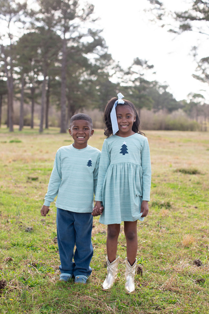 Sophie Knit Dress Long Sleeve Premium in Sage Stripe Knit