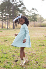Sophie Knit Dress Long Sleeve Premium in Sage Stripe Knit