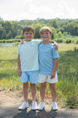 Boy Shorts in Aqua Microcheck