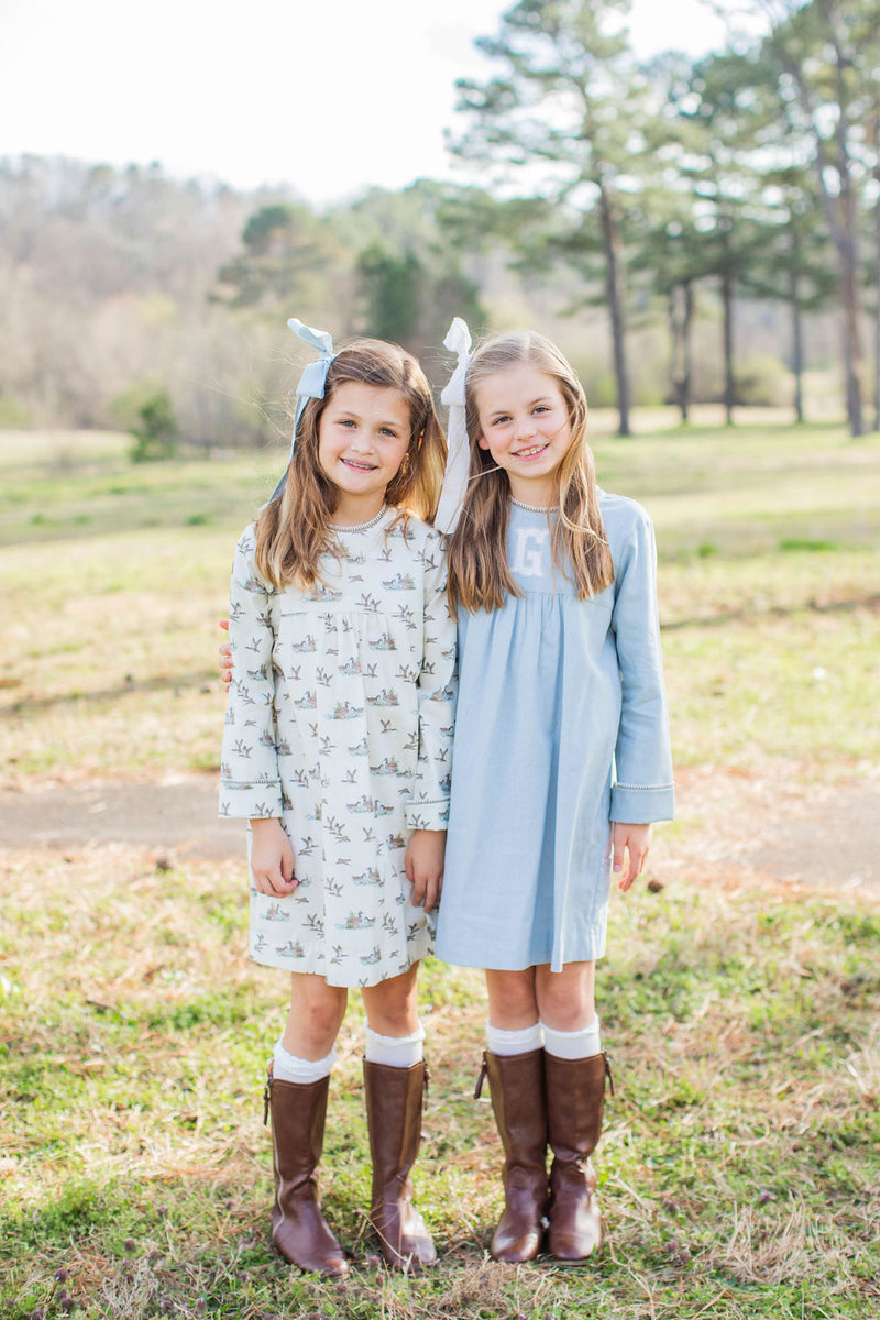 Evie Dress in Duck Hunt Ivory