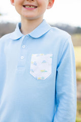 Boy Polo Long Sleeve Light Blue w/ Pocket