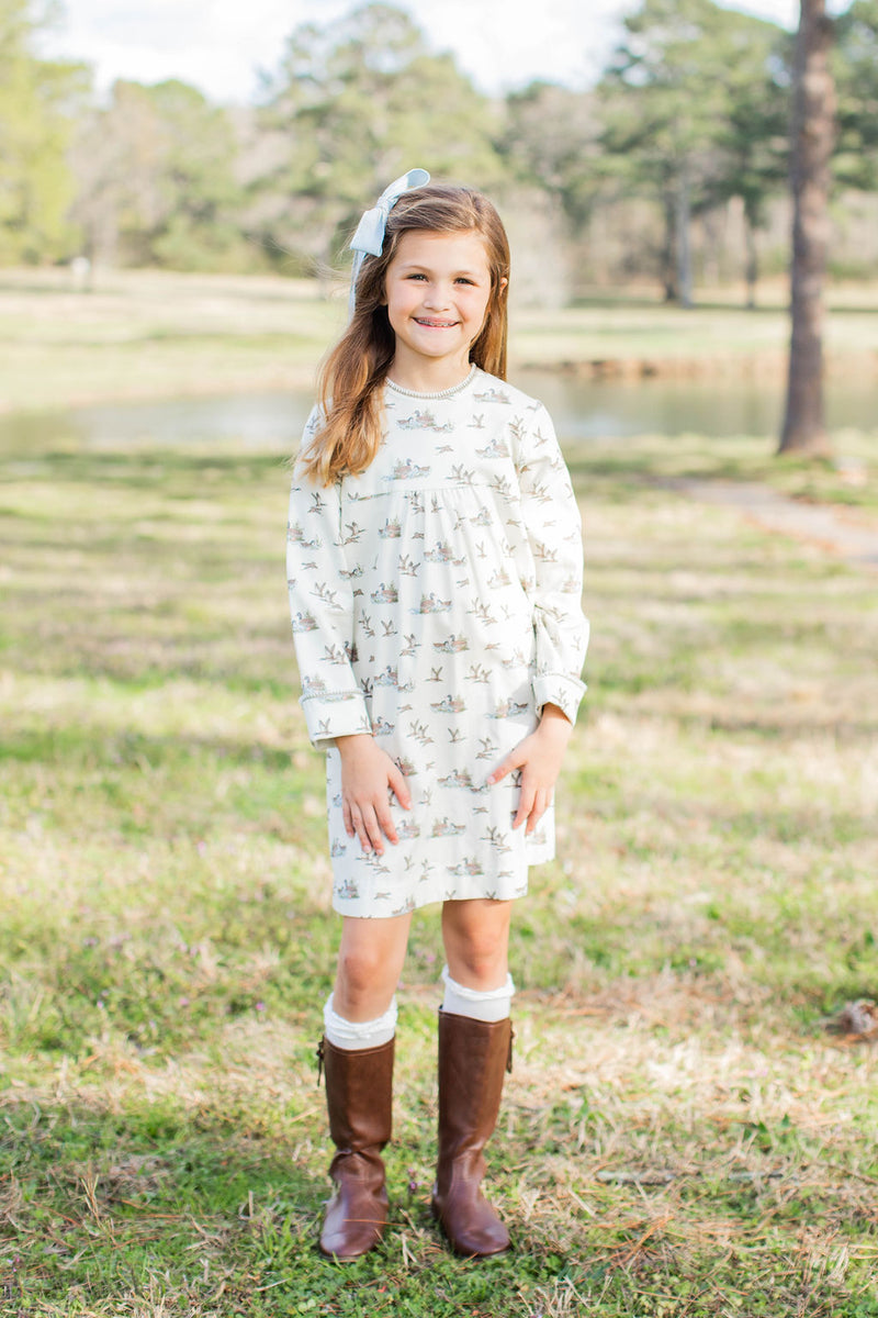 Evie Dress in Duck Hunt Ivory