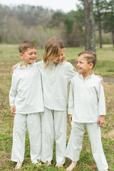 Hannah Jammas Knit in Baby Blue Stripe Knit