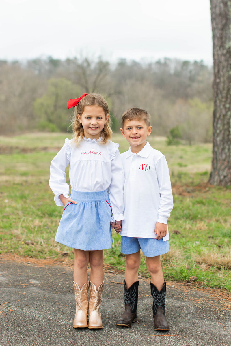 Kate Skirt in Marine Blue Non-Wrinkle Cord