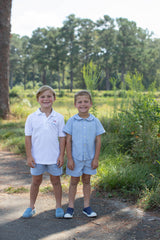 Boy Polo Short Sleeve White with American Flag w/ Handwritten Name