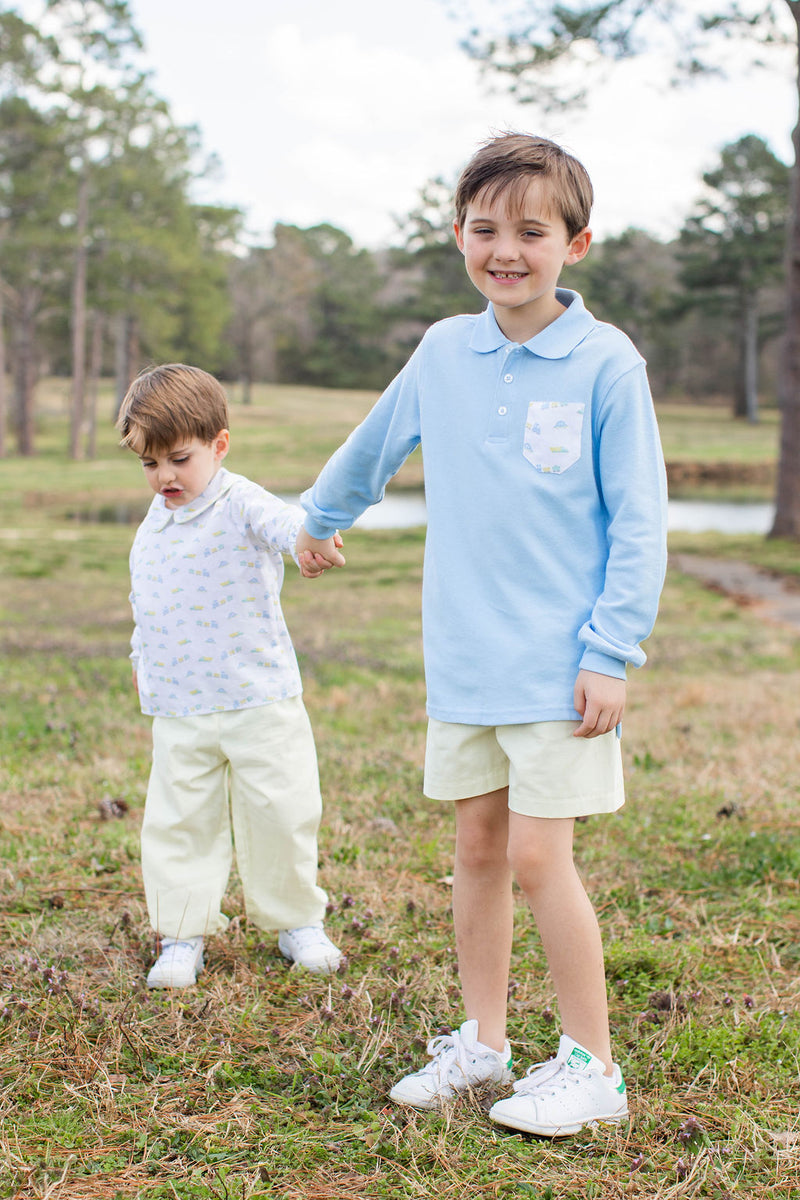 Boy Polo Long Sleeve Light Blue w/ Pocket