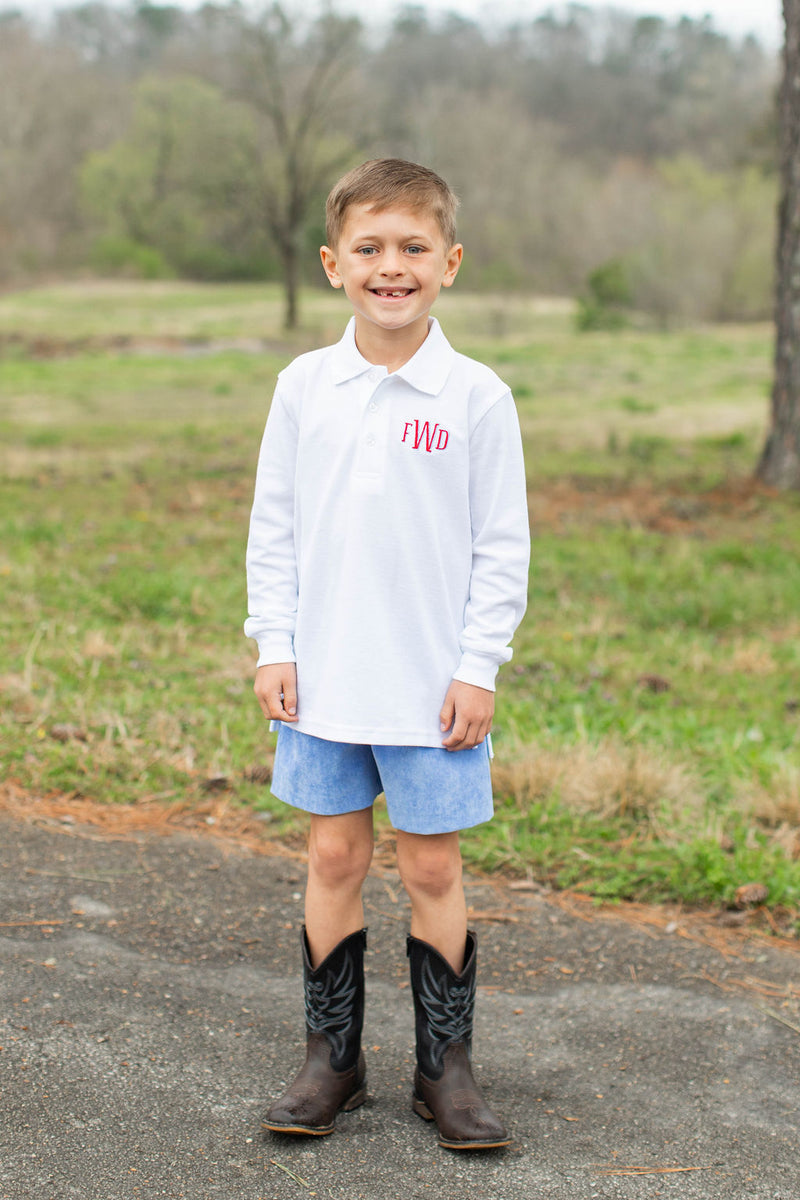 Boy Shorts in Marine Blue Non-Wrinkle Cord