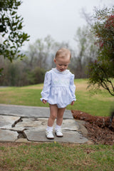 Finley Bubble Long Sleeve NO COLLAR in Blue Superfine Twill