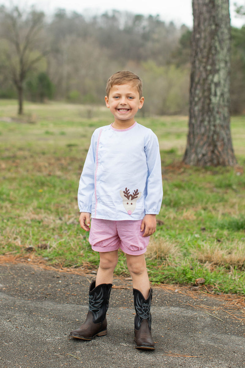 Finn Shorts in Red Windowpane