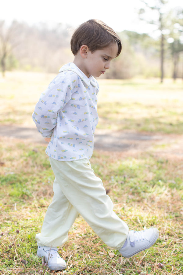 Ankle Elastic Pants in University Yellow Oxford