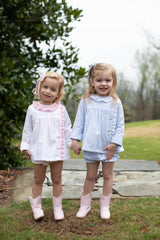 Clara Top Long Sleeve in Light Blue 1/8 Check