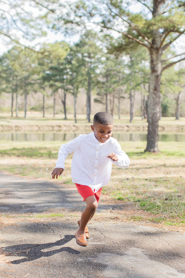 Boy Shorts in Cherry Red Corduroy