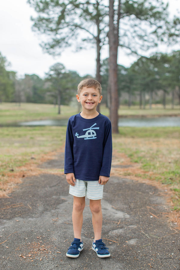 Boy Tee Long Sleeve Navy w/ Helicopter