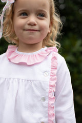 Clara Top Long Sleeve in Bitty Dot Pink Pique