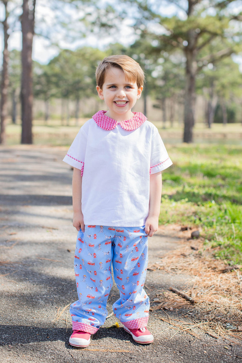 David Shirt Short Sleeve w/ Tabs in White Pique