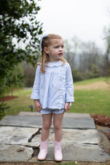 Clara Top Long Sleeve in Light Blue 1/8 Check