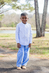 Tyson Shirt Long Sleeve in Blue & White Dress Stripe