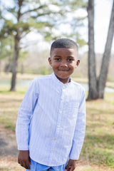 Tyson Shirt Long Sleeve in Blue & White Dress Stripe