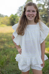 Lottie Shorts Lined in Pastel Swiss Dots