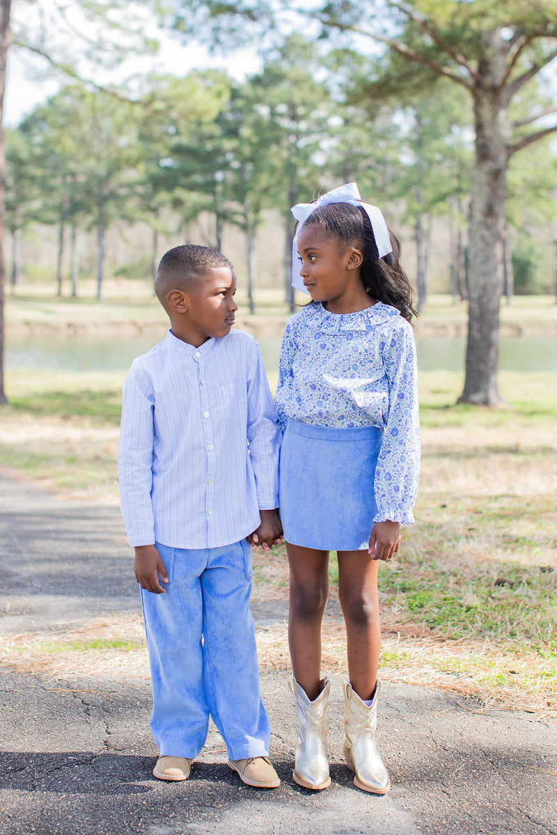Tyson Shirt Long Sleeve in Blue & White Dress Stripe