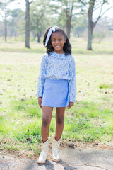 Sadie Skort in Marine Blue Non-Wrinkle Corduroy