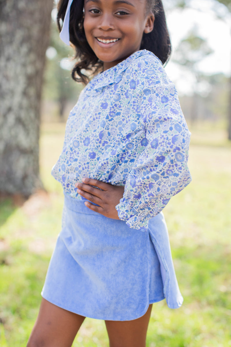 Sadie Skort in Marine Blue Non-Wrinkle Corduroy