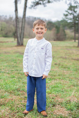 Tyson Shirt Long Sleeve in White Pique