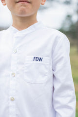 Tyson Shirt Long Sleeve in White Pique