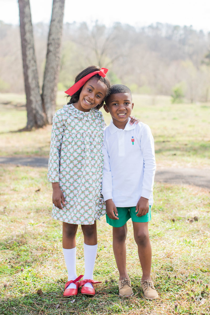 Elizabeth Dress Long Sleeve in Christmas Trellis