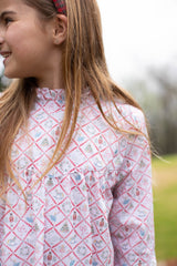 Avery Dress Long Sleeve in Nutcracker Toile Red