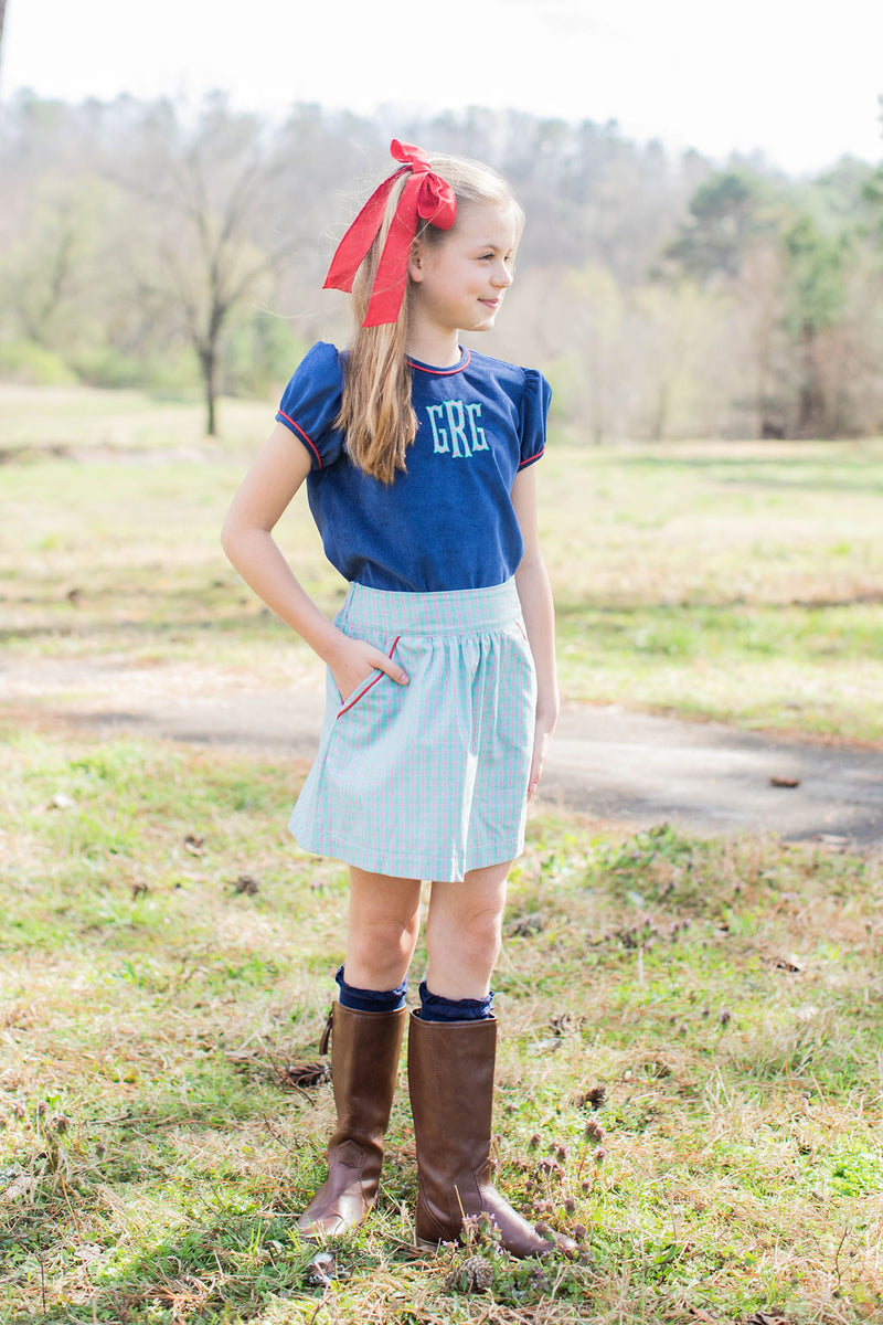 Knee High Socks with Ruffle in Navy