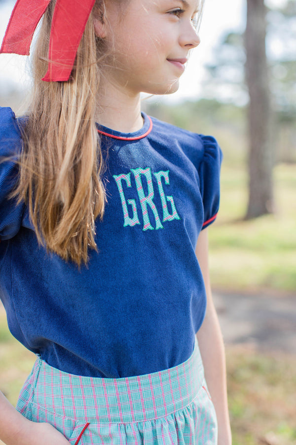 Beth Top in Cadet Blue Non-Wrinkle Corduroy